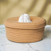Natural Jute Tissue Box with Soft-Lid Top
