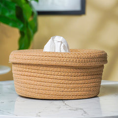 Natural Jute Tissue Box with Soft-Lid Top