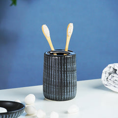 Black and Blue Brushed Ceramic Bathroom Set of 4