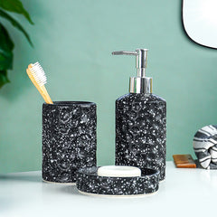 Black and White Speckled Ceramic Bathroom Set of 3
