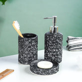 Black and White Speckled Ceramic Bathroom Set of 3