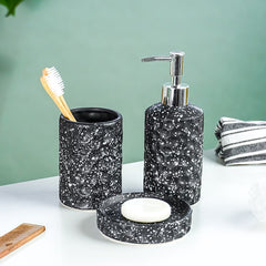 Black and White Speckled Ceramic Bathroom Set of 3