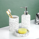 White and Black Speckled Ceramic Bathroom Set of 3