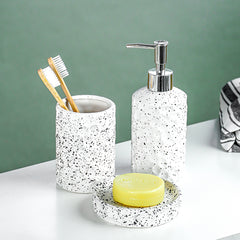 White and Black Speckled Ceramic Bathroom Set of 3