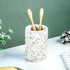 White and Black Speckled Ceramic Bathroom Set of 3