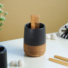 Matte Black Speckled Ceramic Bathroom Set of 4