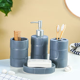 Matte Gray Textured Ceramic Bathroom Set of 4