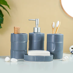 Matte Gray Textured Ceramic Bathroom Set of 4