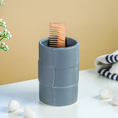 Matte Gray Textured Ceramic Bathroom Set of 4