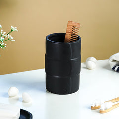 Matte Black Textured Ceramic Bathroom Set of 4