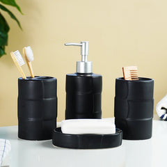 Matte Black Textured Ceramic Bathroom Set of 4