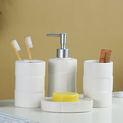 White Textured Ceramic Bathroom Set of 4