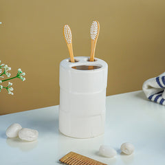 White Textured Ceramic Bathroom Set of 4