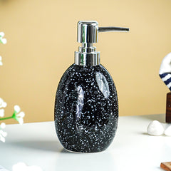 Black Glossy Speckled Ceramic Soap Dispenser