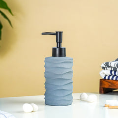 Matte Gray Ripple Ceramic Soap Dispenser