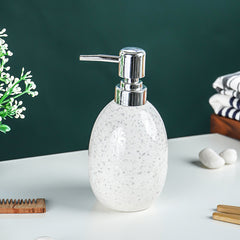 White and Gray Speckled Ceramic Soap Dispenser
