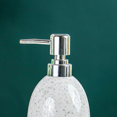 White and Gray Speckled Ceramic Soap Dispenser