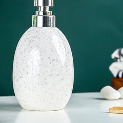 White and Gray Speckled Ceramic Soap Dispenser