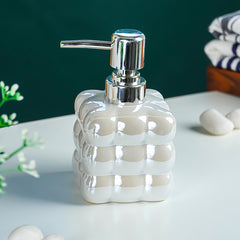 White Glossy Cloud-Inspired Ceramic Soap Dispenser