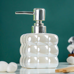 White Glossy Cloud-Inspired Ceramic Soap Dispenser