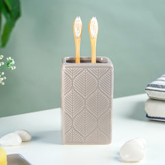 Taupe Leaf-Patterned Ceramic Bathroom Set of 3