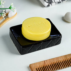 Black Glossy Ceramic Bathroom Set with Embossed Leaf Pattern Set of 3