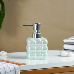 Pastel Blue Glossy Cloud-Inspired Ceramic Soap Dispenser