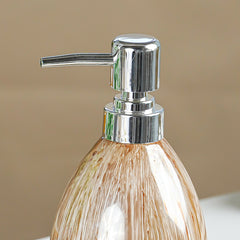 Beige Streaked Glass Soap Dispenser