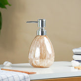 Beige Streaked Glass Soap Dispenser