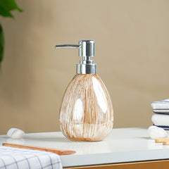 Beige Streaked Glass Soap Dispenser
