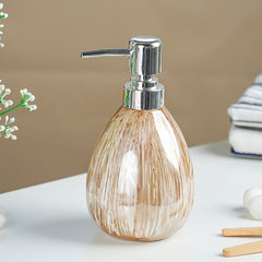 Beige Streaked Glass Soap Dispenser