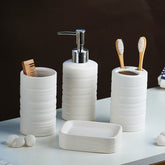 White Matte Ceramic Bathroom Set of 4