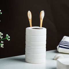 White Matte Ceramic Bathroom Set of 4