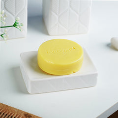 White Geometric Embossed Ceramic Bathroom Set of 3