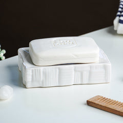 White Textured Ceramic Bathroom Set of 3