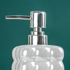 White Glossy Cloud-Inspired Ceramic Soap Dispenser