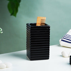 Black Ribbed Ceramic Bathroom Set of 4