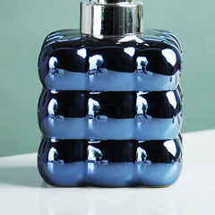Metallic Blue Glossy Cloud-Inspired Ceramic Soap Dispenser