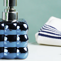 Metallic Blue Glossy Cloud-Inspired Ceramic Soap Dispenser