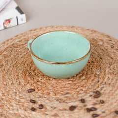 Blue Ceramic Latte Mug with Golden Border