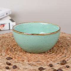 Blue Ceramic Latte Mug with Golden Border