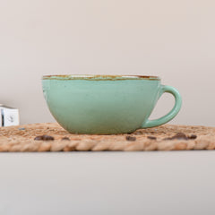 Blue Ceramic Latte Mug with Golden Border
