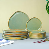 Sage Green with Organic Rim Detailing Dinner Set of 12 pcs