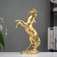 Golden Rearing Horse Figurine