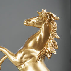 Golden Rearing Horse Figurine