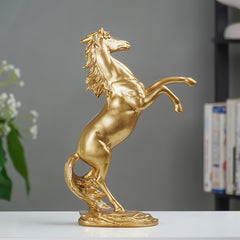 Golden Rearing Horse Figurine