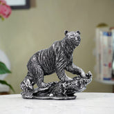 Silver Bear Figurine with Textured Fur