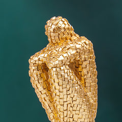 Golden Mosaic Thinker Sculpture