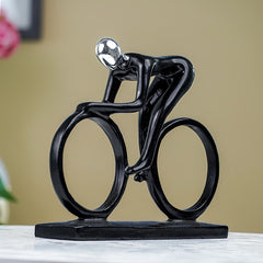 Black and Silver Cyclist Sculpture
