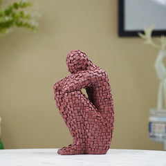 Brown Mosaic Sitting Human Sculpture